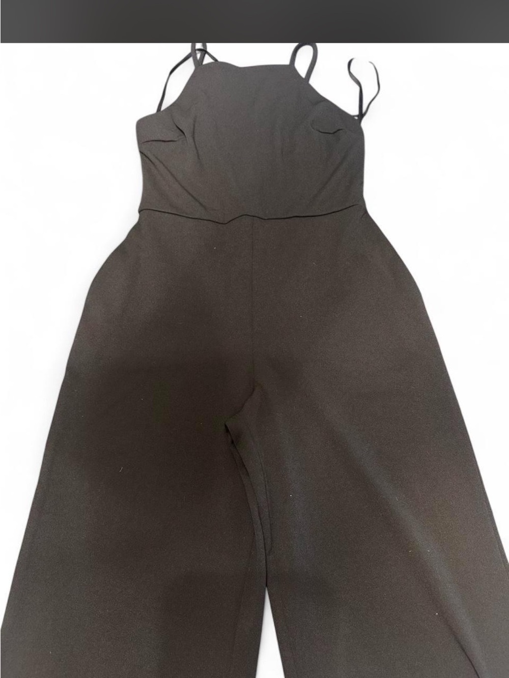 Black Spaghetti-Strap Wide-Leg Jumpsuit